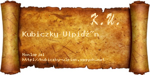 Kubiczky Ulpián névjegykártya
